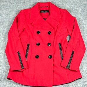 Black Rivet Red Pea Coat Size Small Wool Blend Jacket Smart Casual City Chic